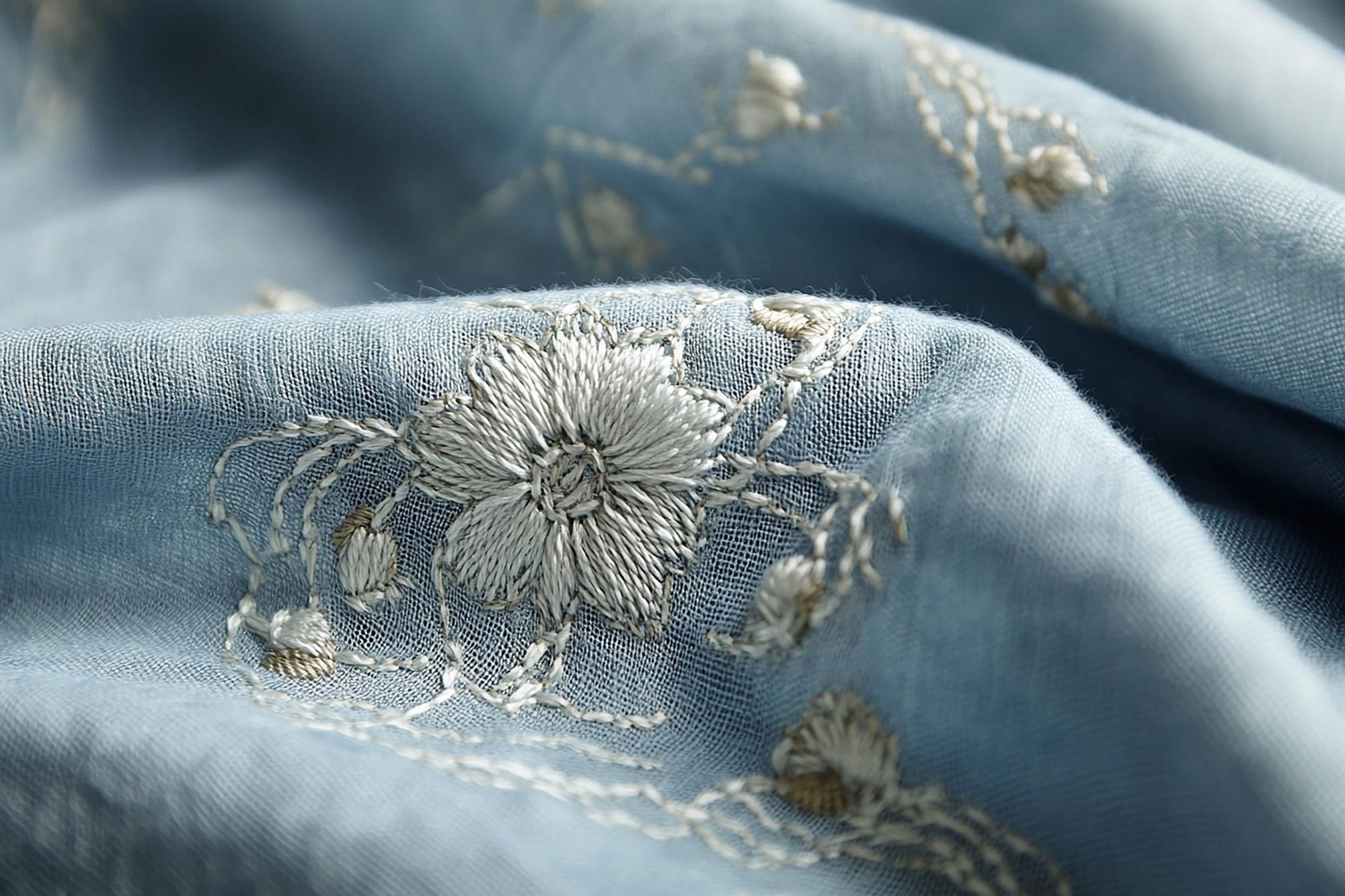 Close-up of satin stitch monogram