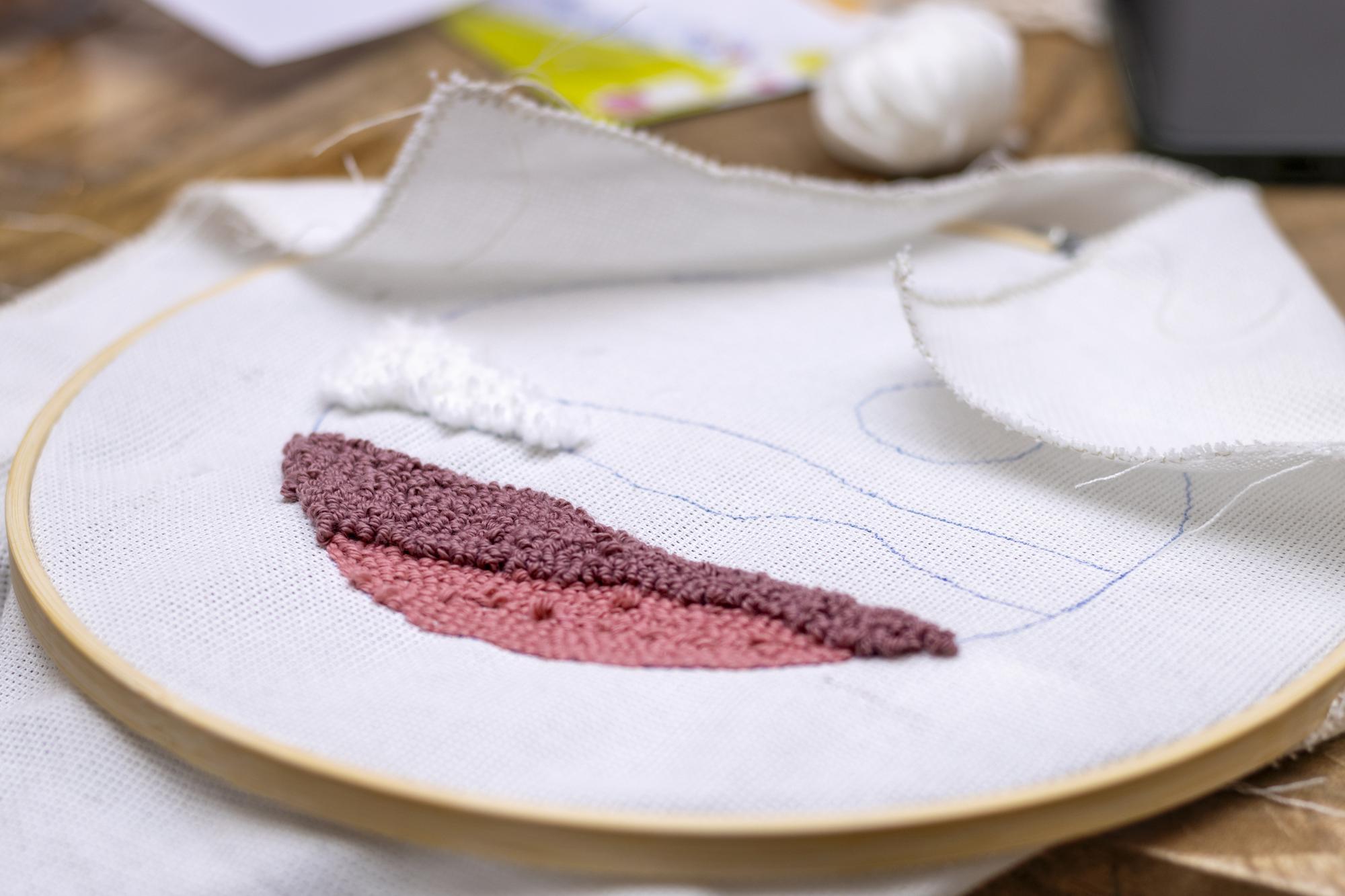 Finished embroidered sample on card