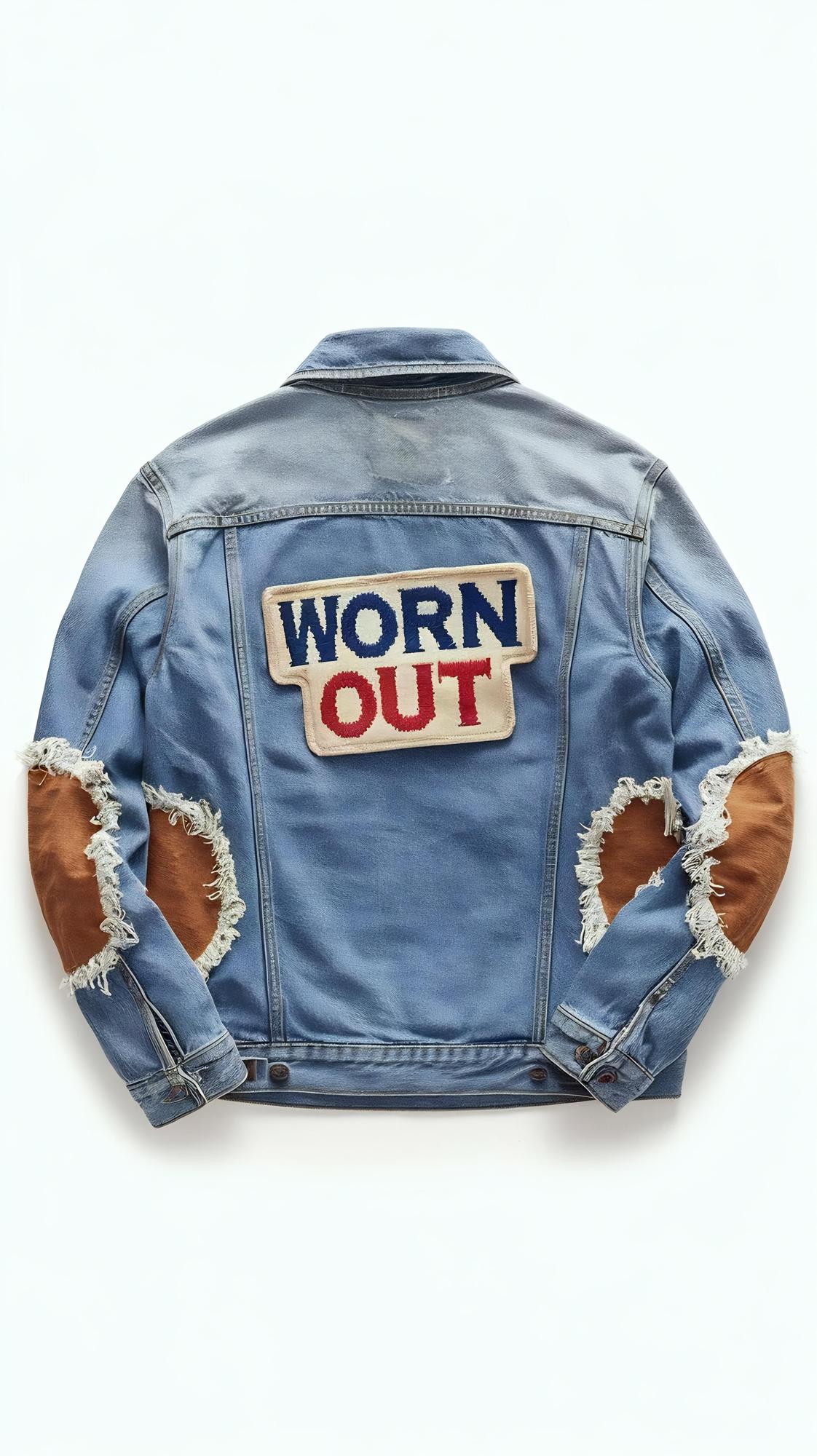 Denim jacket with embroidered crest